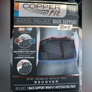 Copper fit rapid relief back unisex one size fits 30 to 48 inch waist